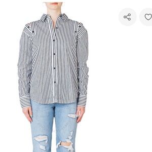 CURRENT ELLIOT Loretta Shirt Striped Button Down Shirt‎ Size XS/0 Relaxed Fit